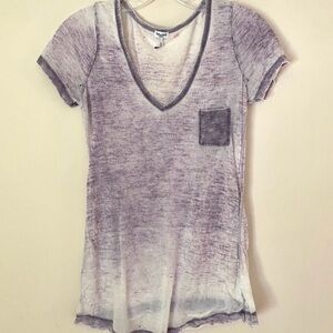 Splendid Long V-neck Burn Out Tee Shirt, Sz Medium